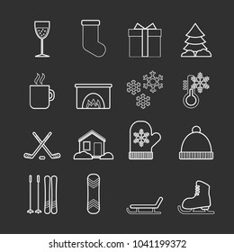 Set of vector line winter icons for web, print, mobile apps design