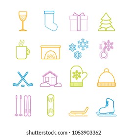 Set of vector line winter icons for web, print, mobile apps design