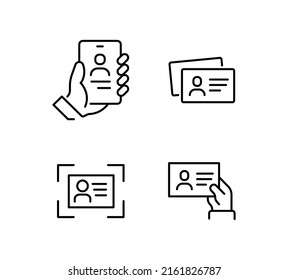 a set of vector linear icons associated with the check. Contains badges such as Passport, Driver's License, legal documents and much more. Editable stroke