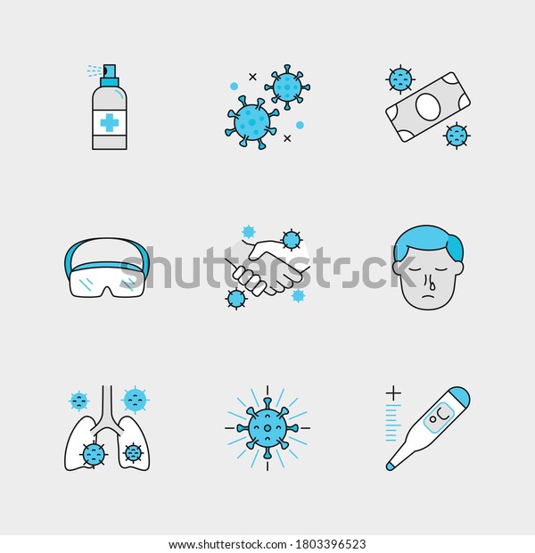 Set Vector Linear Icons Infection Infected Stock Vector (Royalty Free ...