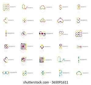 Set of vector linear logotypes, geometric abstract symbols, elegant icons