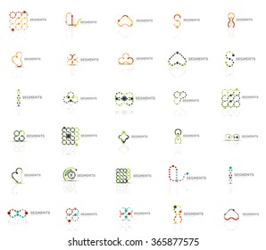 Set of vector linear logotypes, geometric abstract symbols, elegant icons