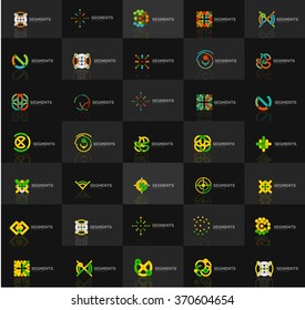 Set of vector linear logotypes, geometric abstract symbols, elegant icons