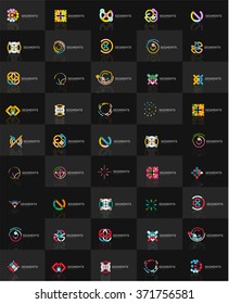 Set of vector linear logotypes, geometric abstract symbols, elegant icons