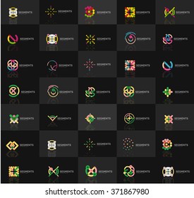 Set of vector linear logotypes, geometric abstract symbols, elegant icons