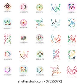 Set of vector linear logotypes, geometric abstract symbols, elegant icons