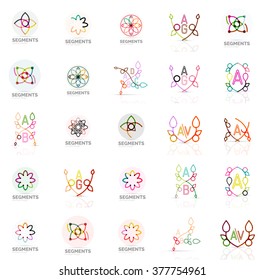Set of vector linear logotypes, geometric abstract symbols, elegant icons