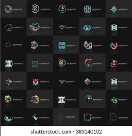 Set of vector linear logotypes, geometric abstract symbols, elegant icons