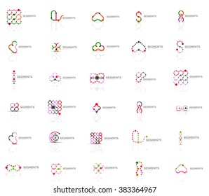 Set of vector linear logotypes, geometric abstract symbols, elegant icons