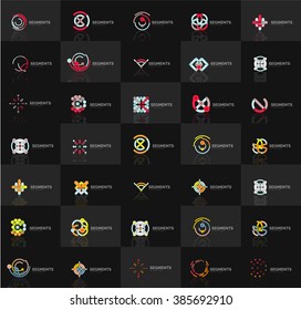 Set of vector linear logotypes, geometric abstract symbols, elegant icons