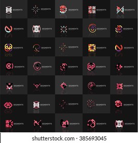 Set of vector linear logotypes, geometric abstract symbols, elegant icons