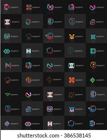 Set of vector linear logotypes, geometric abstract symbols, elegant icons