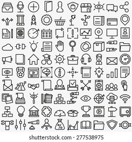 Conjunto de iconos de servicio de medios lineales vectoriales. 100 iconos de diseño - iconos vectoriales