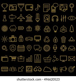 Set of vector linear media service icons.