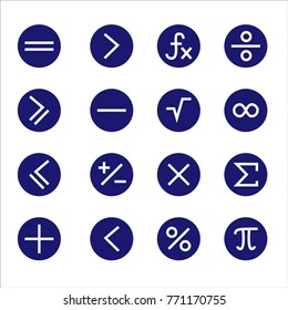 Set of vector lined Math icons icons.