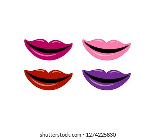 set of vector lip symbol isolated on white background. Woman's lips icon illustration.
