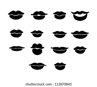 set of vector lips in black color