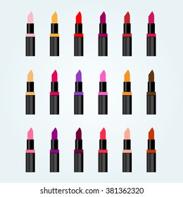 Set of vector lipstick.Stock vector illustration