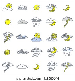 Set of vector little rectangular weather icons