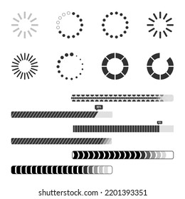 Set of vector loading icons. loading bar Progress Indicators isolated sign symbol vector illustration for website and ui.
