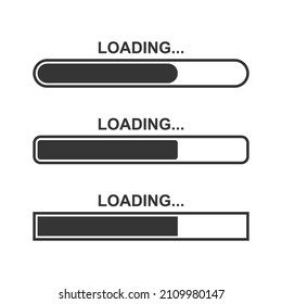 Set of vector loading icons. Flat progress loading bar isolated. Download sign. Vector loading symbols