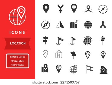 Set vector location icons collections