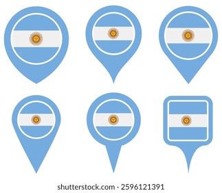 set vector Location pin argentina flag icon. Country location symbol Map markers design template illustration