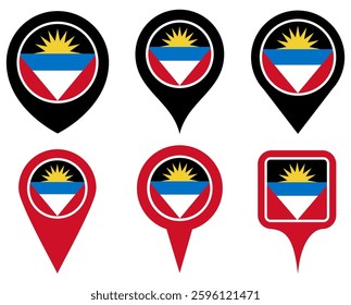 set vector Location pin bermuda flag icon. Country location symbol Map markers design template illustration