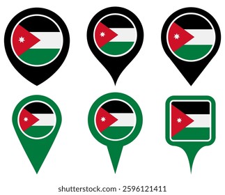 set vector Location pin jordan flag icon. Country location symbol Map markers design template illustration