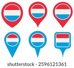 set vector Location pin luxembourg flag icon. Country location symbol Map markers design template illustration