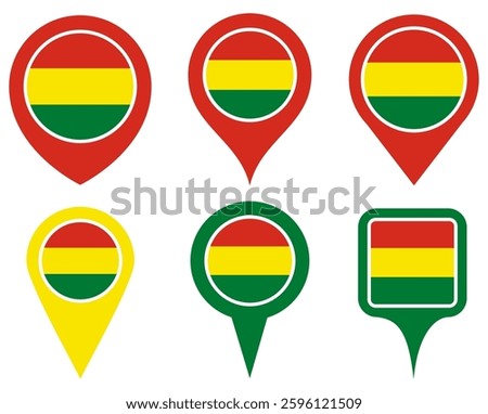 set vector Location pin mali flag icon. Country location symbol Map markers design template illustration