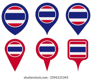 set vector Location pin thailand flag icon. Country location symbol Map markers design template illustration