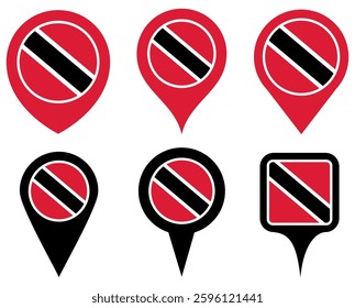 set vector Location pin tobago flag icon. Country location symbol Map markers design template illustration	