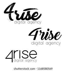 Set Vector logo, 4 Rise Logo for digital agency, vector template. Font Lines