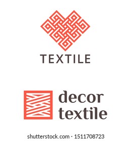 Set von Vektorillustration Logo Design für Shop Stricken, Textilien, Gewebe.