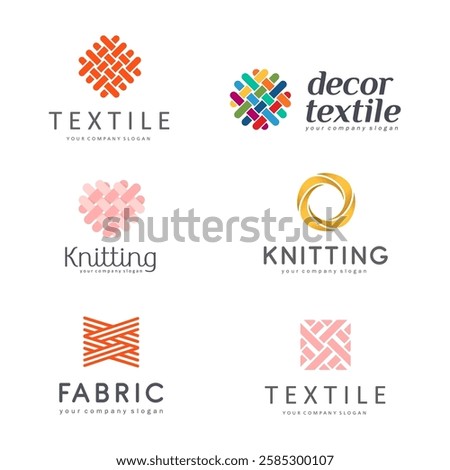 Set of Vector logo design for shop knitting, textile	
