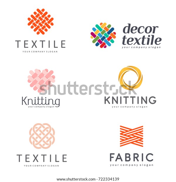 Set of\
Vector logo design for shop knitting,\
textile
