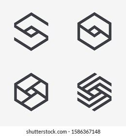 Set of vector logo design template hexagon design. Cube icon.