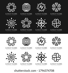 Set of Vector logo design template and emblem with petals and lines - luxury beauty spa concept. Universal creative premium symbol. Graceful fashion boutique vector sign