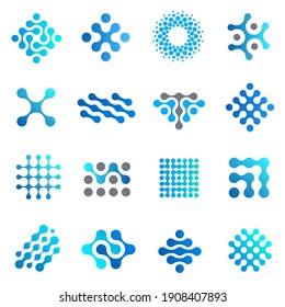 Set of vector logo design template. Nanotechnology icons.