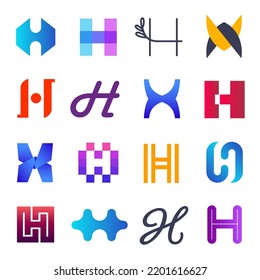 Set of vector logo design template. H letter logo.