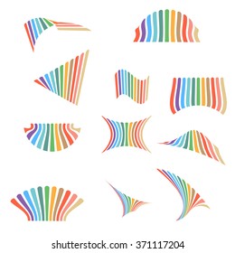 Set of Vector Logo Design Template . Abstract Colorful Stripe Icons . Curved Lines on White Background .