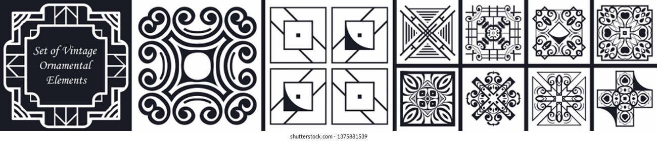 Set of vector logo design templates concept in modern art deco style. Emblems for fashion, beauty and jewelry industry