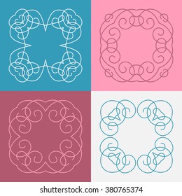 Set of vector logo design templates and emblems. Linear style logotypes.