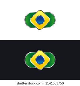 Set of vector logo, icons with Brazil flag