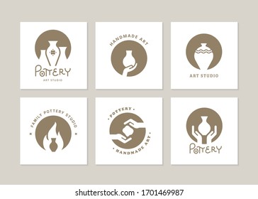 Set of vector logo layouts for art studio, pottery or ceramic studio.