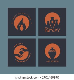 Set von Vektorillustration Logo Layouts für Kunststudio, Keramik oder Keramik Studio.