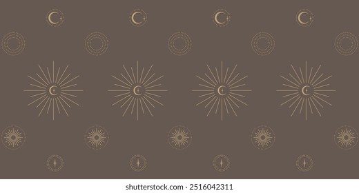 Set of vector logo with sun and moon. Branding designs templates. Linear icons minimalist style.