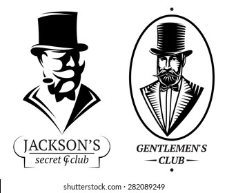 set of vector logo templates for gentlemen's club