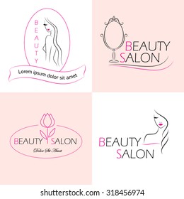 Set of vector logo templates, labels and badges for beauty salon.